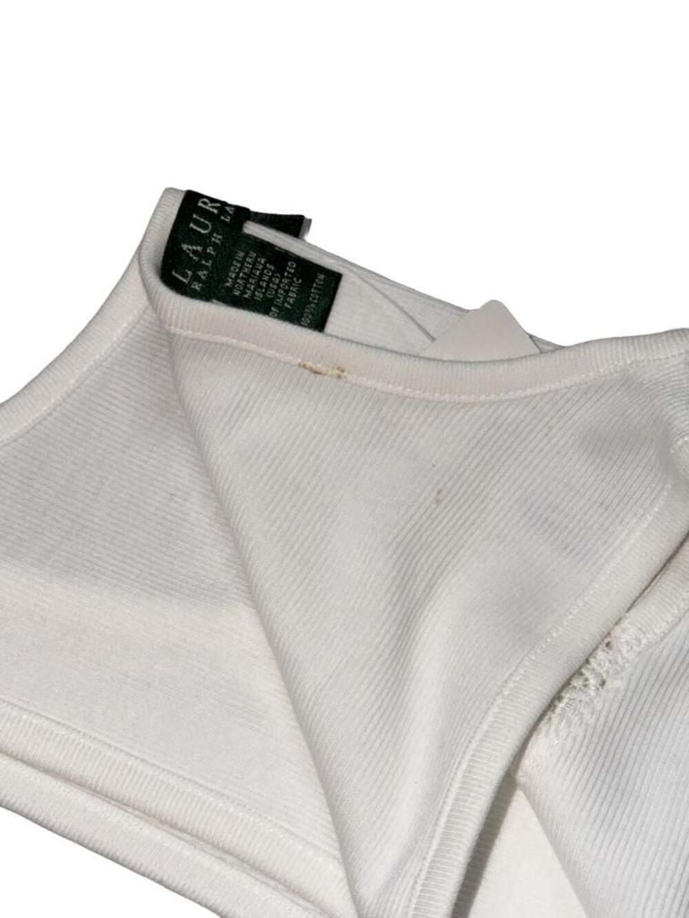 Lauren Ralph Lauren Women's White Ribbed Tank Top with Lace Trim - Picture 7 of 7
